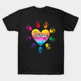 Nurse Heart hand Colorful Nurse Gift T-Shirt